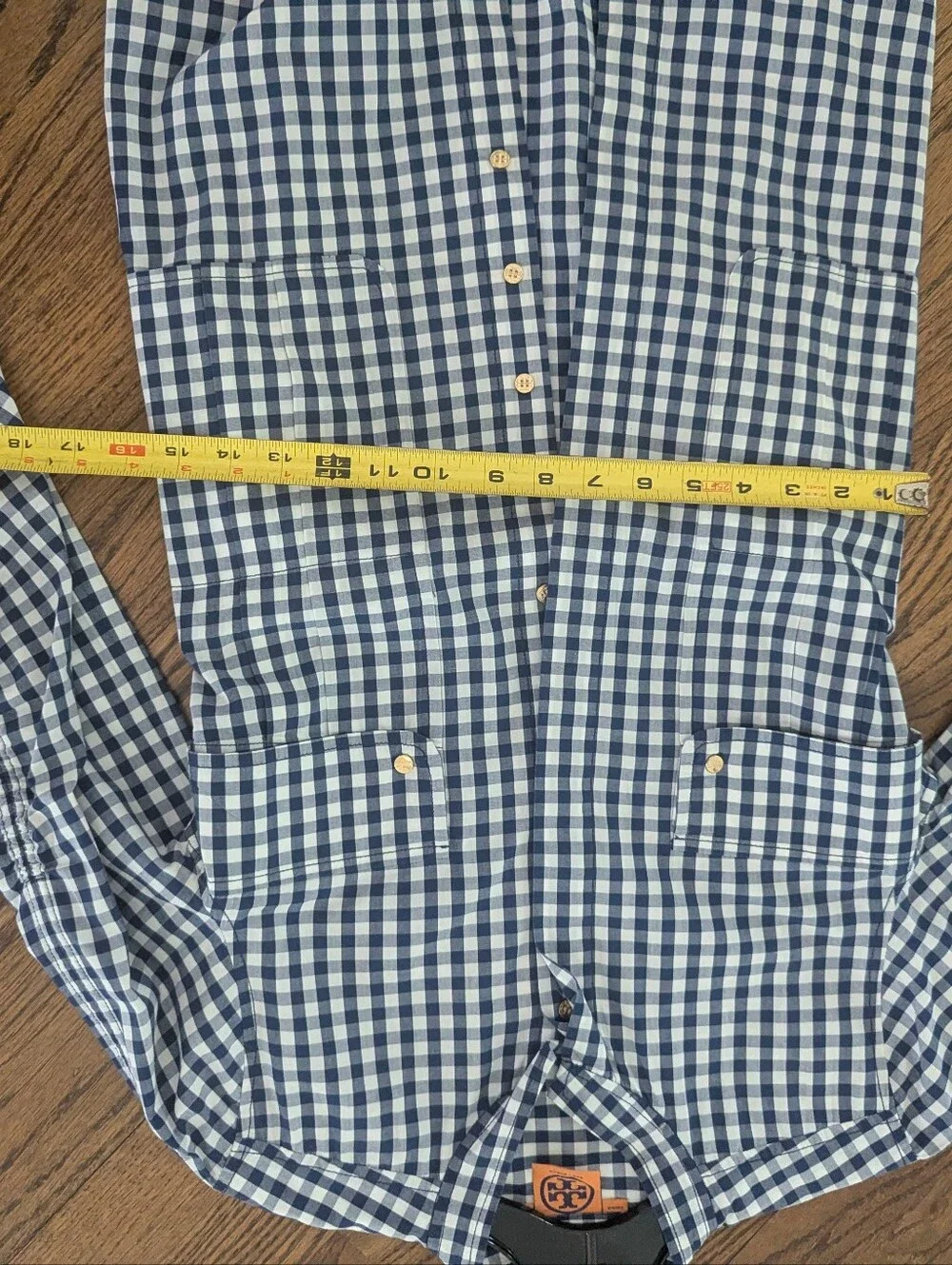Tory Burch Striped Cotton Shirt With Chest Pocket Plaid Gray Size Small